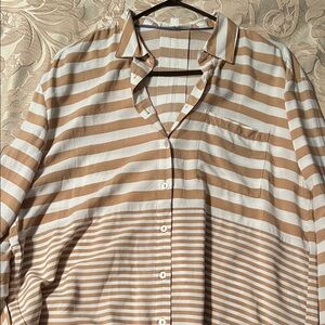 Striped Tan and White Men's Shirt